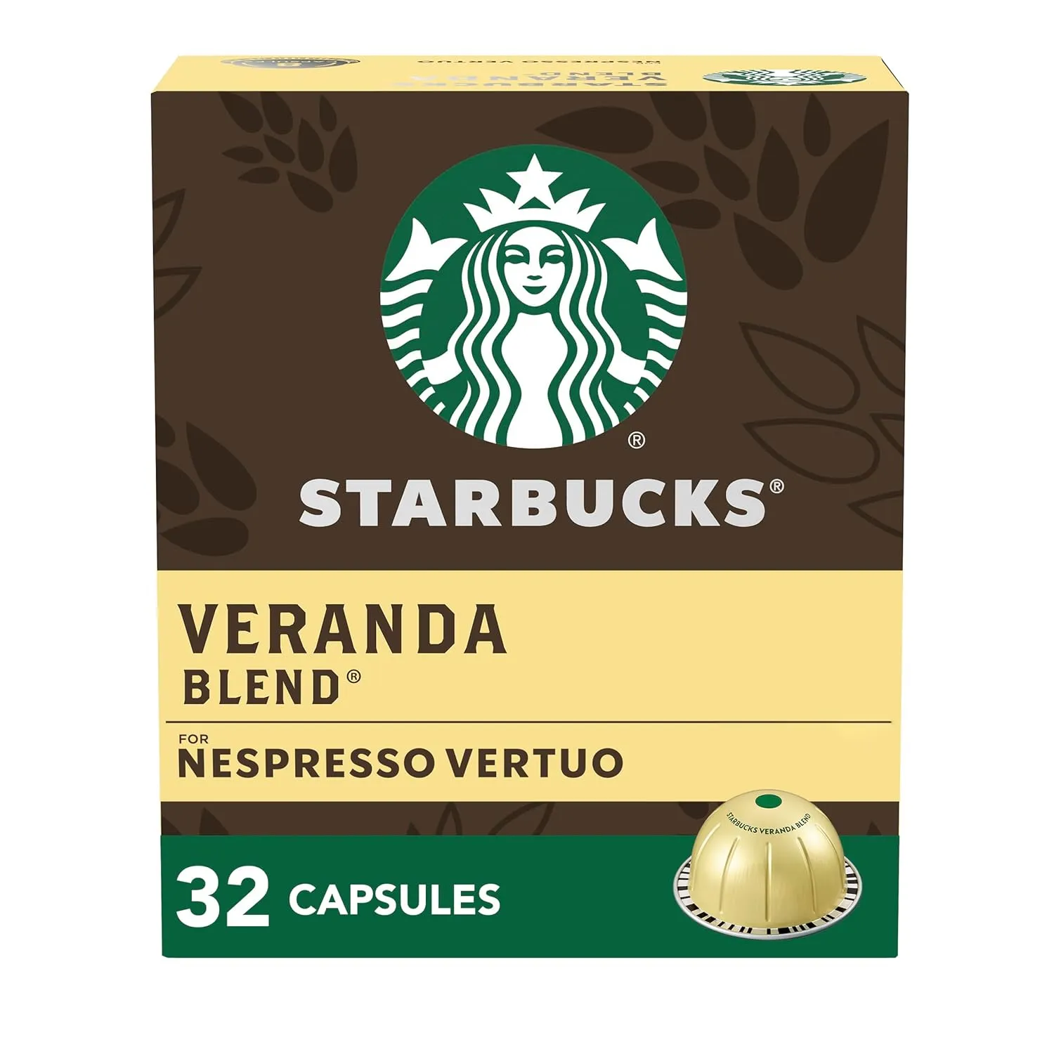 Starbucks by Nespresso Vertuo, Veranda Blend, Blonde Roast Coffee, 32-count Coffee Pods, Brews 7.8 oz.