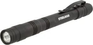 Steelman LED Inspection Pen Light, Powered by 2 AAA Batteries, Heavy-Duty Aluminum Casing, 70-Lumen Flashlight, Pocket Clip, Knurled Grip