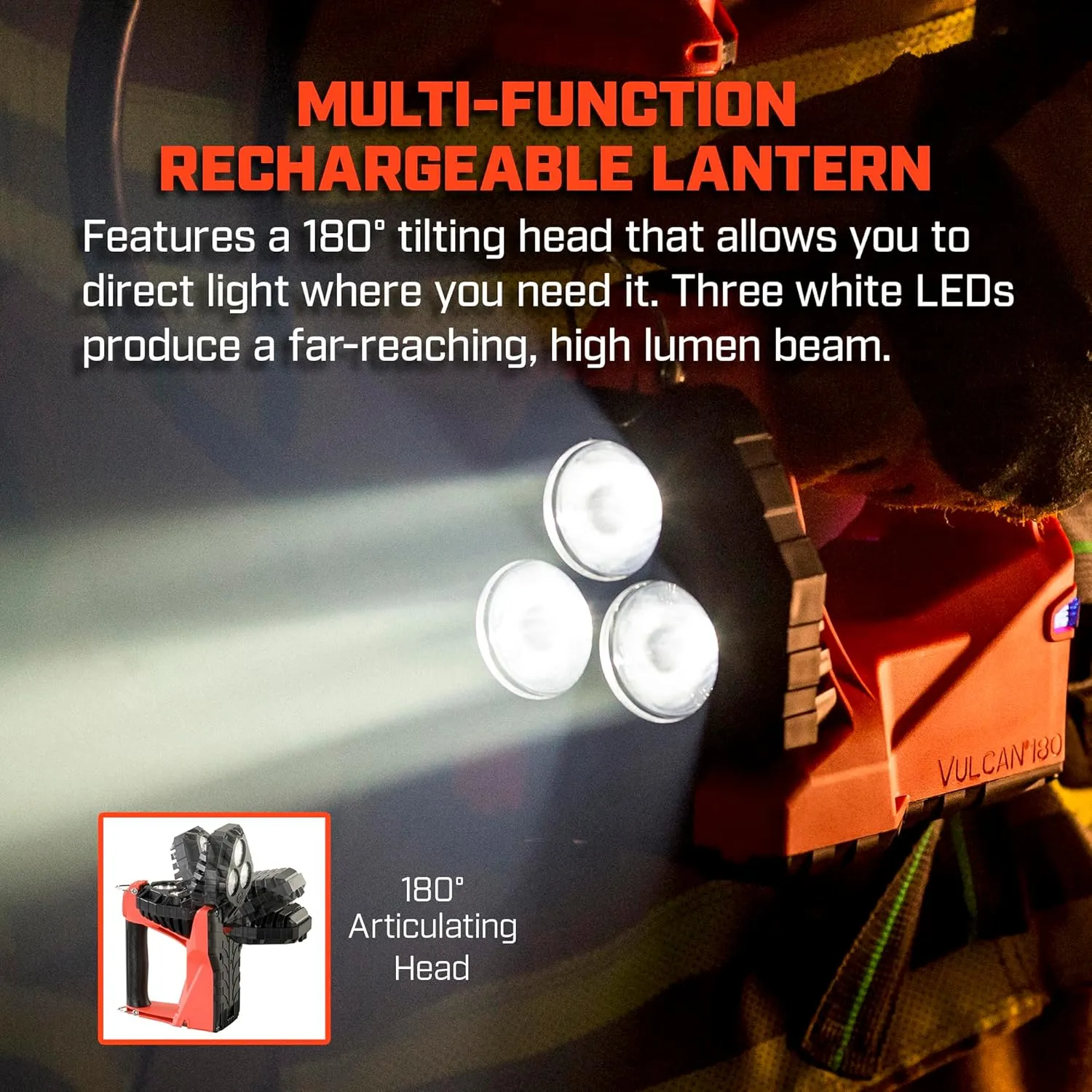 Streamlight 44307 Vulcan 180 1200-Lumen Standard System Rechargeable Lantern with Tilting Head, Includes 120V/100V AC/12V DC Charger and Quick Release Shoulder Strap, Yellow