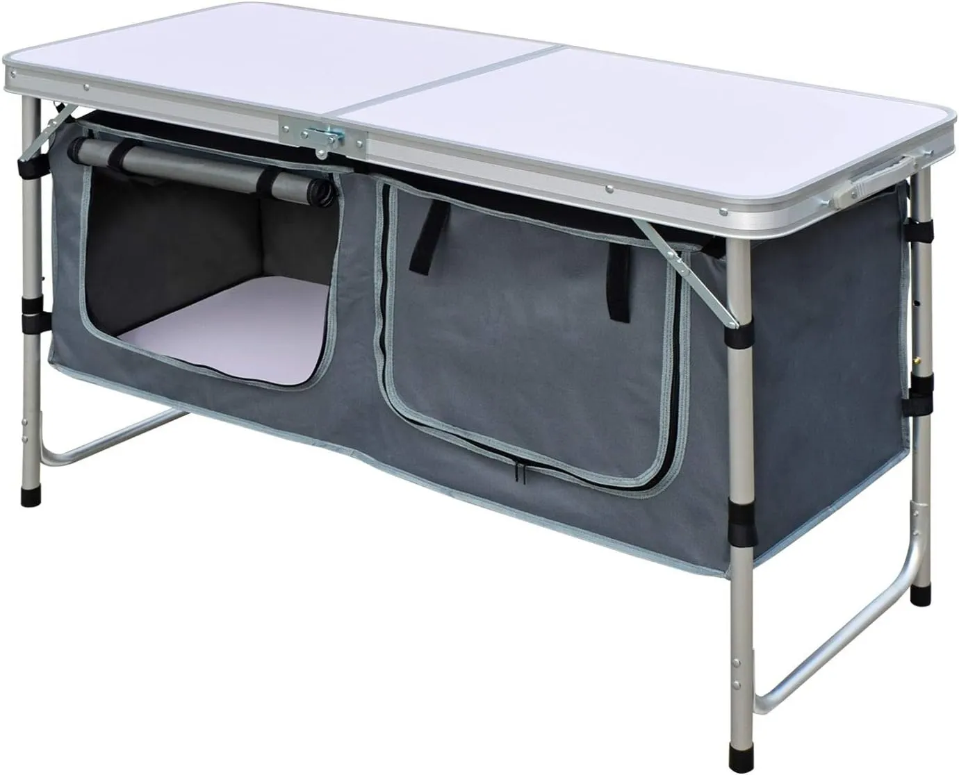 Strong Camel Portable Aluminum Camping Folding Picnic Kitchen Table wCarry Handle and Storage
