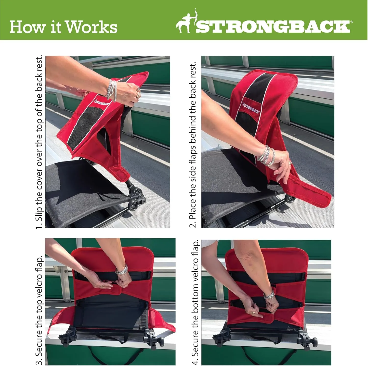 STRONGBACK Lumbar Support Stadium Seats for Bleachers – Ergonomic Chairs with Back Support for Adults & All-Day Comfort
