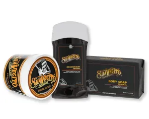 Suavecito Pomade Signature Scent Essentials Bundle: Hair Styling Pomade, Aluminum Free Deodorant, Moisturizing Body Soap