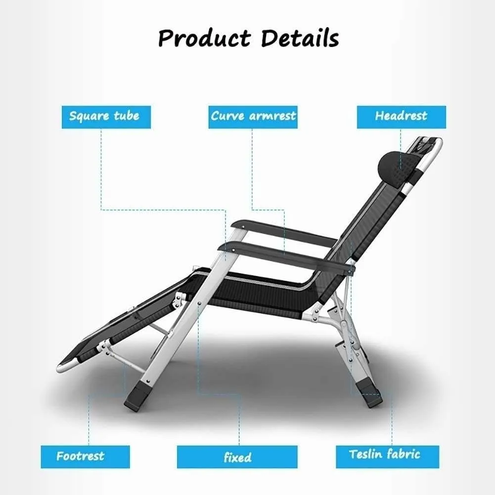 Sun Lounger r Folding Chair, Outdoor Recliner Beach Camping Portable Chair Heavy People with Breathable Mat Chaise Lounges (Color, with Breathable mat),Without