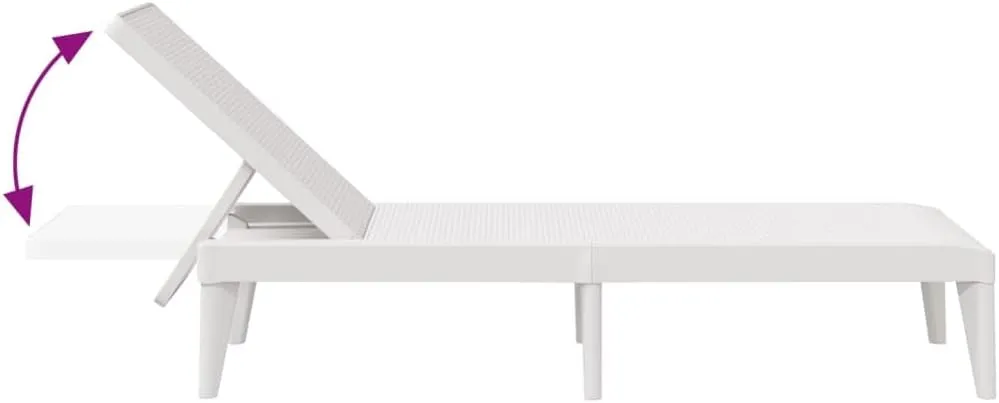 Sun Lounger White 73.2"x23.6"x11.4" PPrecliner Chair Patio Chairs Camping Chairs Outdoor Lounge chairsSuitable for Gardens, courtyards