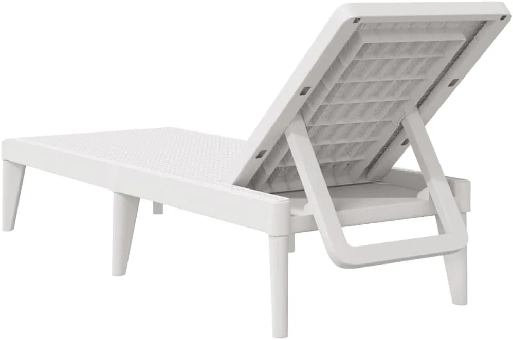 Sun Lounger White 73.2"x23.6"x11.4" PPrecliner Chair Patio Chairs Camping Chairs Outdoor Lounge chairsSuitable for Gardens, courtyards