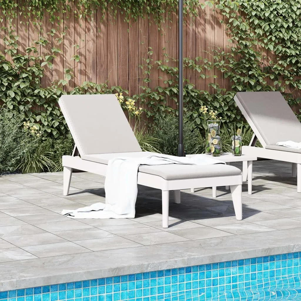 Sun Lounger White 73.2"x23.6"x11.4" PPrecliner Chair Patio Chairs Camping Chairs Outdoor Lounge chairsSuitable for Gardens, courtyards