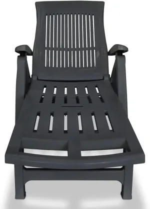 Sun Lounger with Footrest Plastic AnthraciteLuxury Sun Loungers with Adjustable Backrest and Cushioned Seat