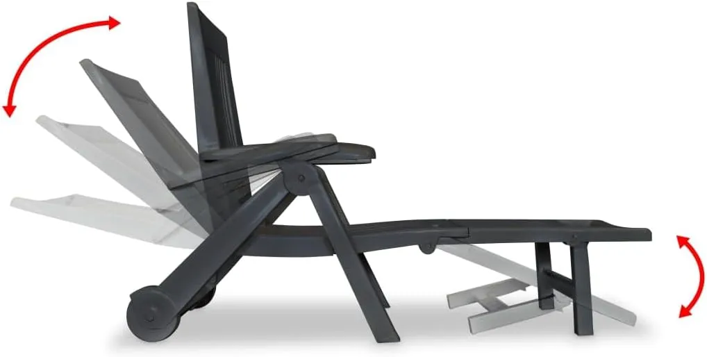 Sun Lounger with Footrest Plastic AnthraciteLuxury Sun Loungers with Adjustable Backrest and Cushioned Seat