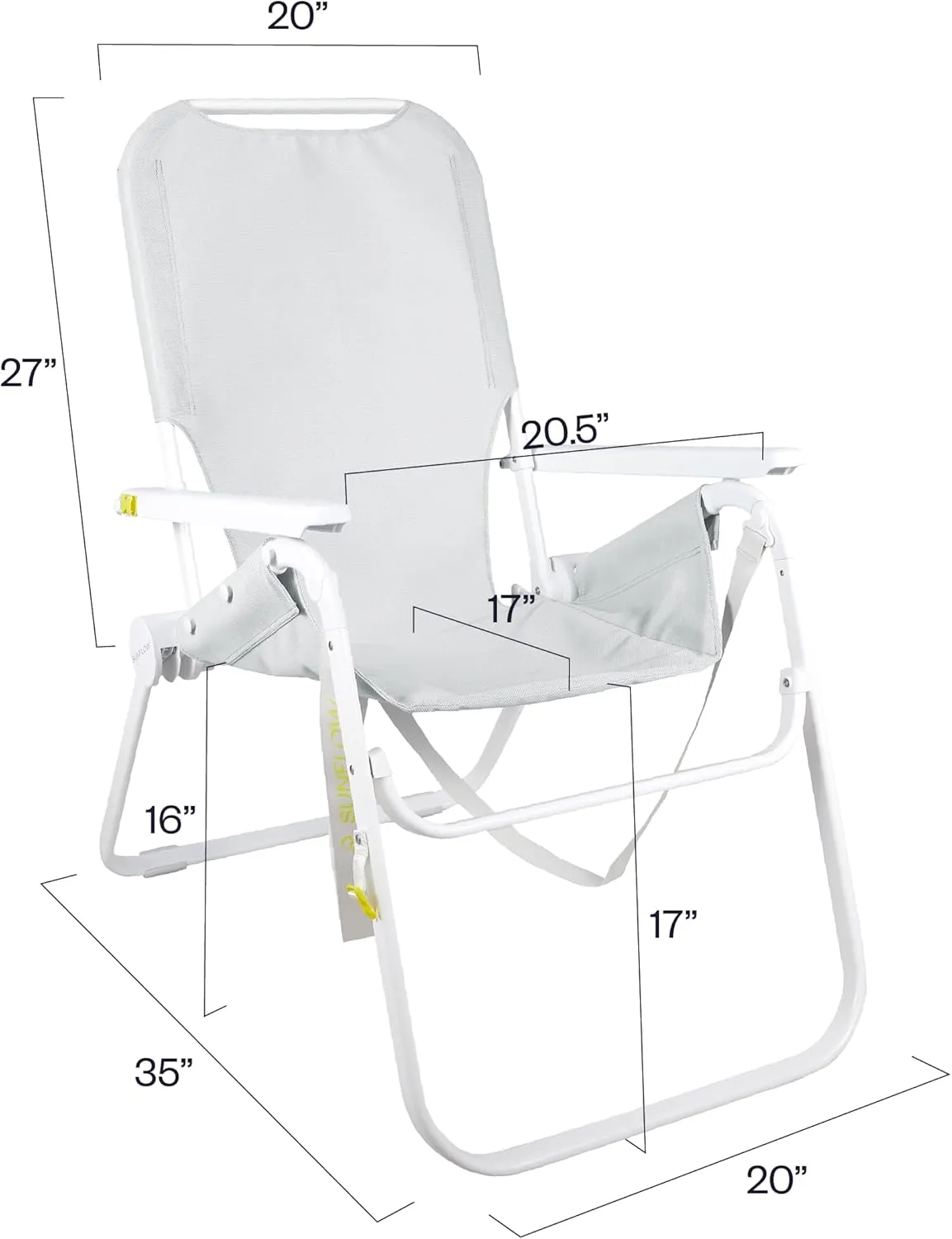 SUNFLOW The Tall Sand Dune Premium Beach Chair, Portable, Rust-Resistant, Adjustable Reclining Lounger with UPF 50  Sun Shade and Drink Holder for The Ultimate in Comfort - Sky Blue Stripe