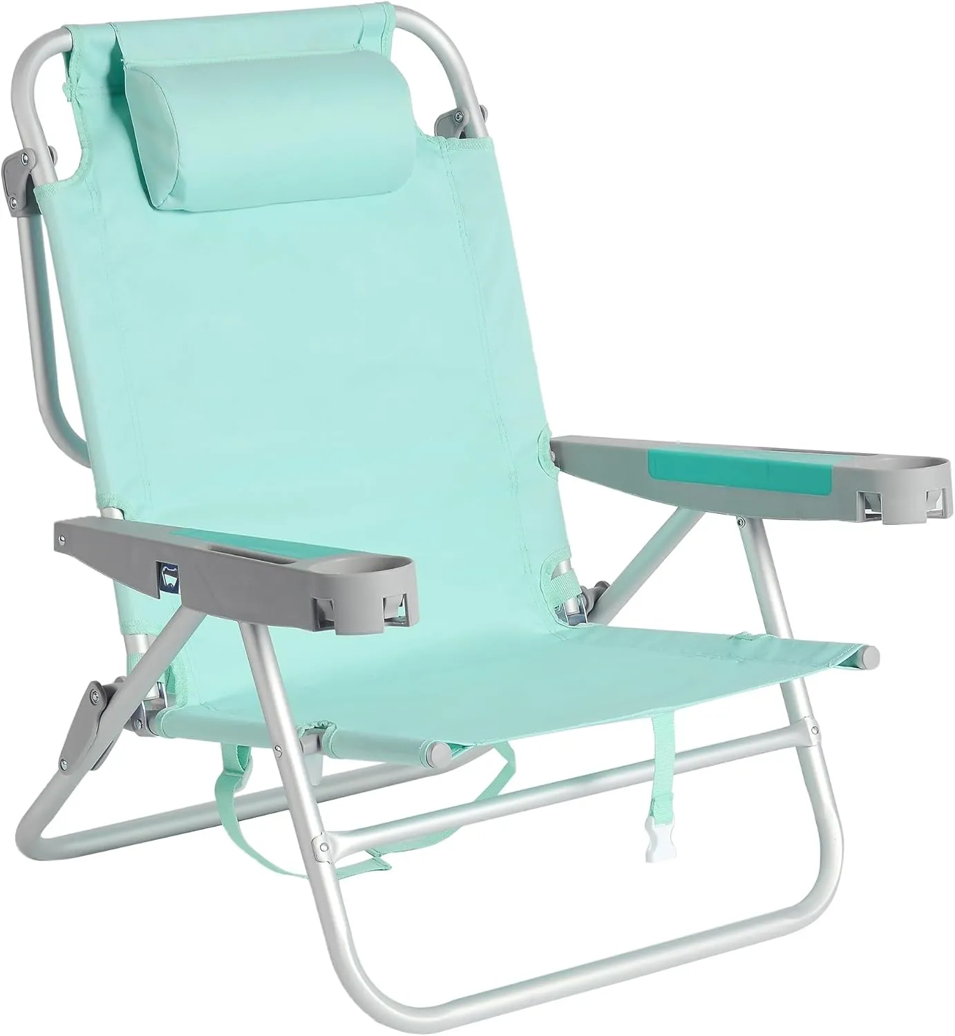 SUNNYFEEL Extra Wide Low Beach Chair 5 Position Lay Flat 500 LBS Heavy Duty, XL Oversized Portable Folding Camping Chairs with Cup Holder for Outdoor/Trip, Lightweight Backpack Beach Chair for Adults