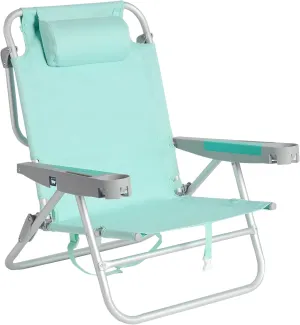 SUNNYFEEL Extra Wide Low Beach Chair 5 Position Lay Flat 500 LBS Heavy Duty, XL Oversized Portable Folding Camping Chairs with Cup Holder for Outdoor/Trip, Lightweight Backpack Beach Chair for Adults
