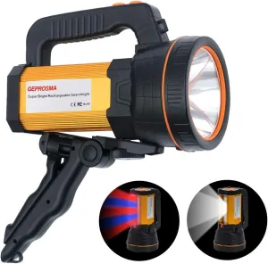 Super Bright Large Handheld Spotlight Flashlight High Lumens USB Rechargeable, Side Lantern,Big 4 Battery, High Powered LED, Powerful Searchlight for Home Emergency Outdoor,Long Range