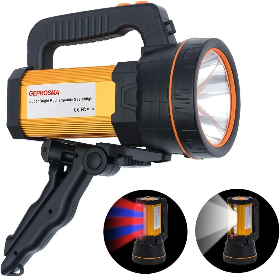 Super Bright Large Handheld Spotlight Flashlight High Lumens USB Rechargeable, Side Lantern,Big 4 Battery, High Powered LED, Powerful Searchlight for Home Emergency Outdoor,Long Range