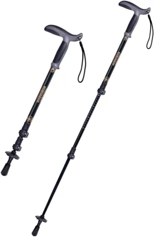 T-Handle Walking Stick Hiking Stick Carbon Fibre -Light Telescopic Outdoor Hiking Curved Handle Elderly Non-Slip