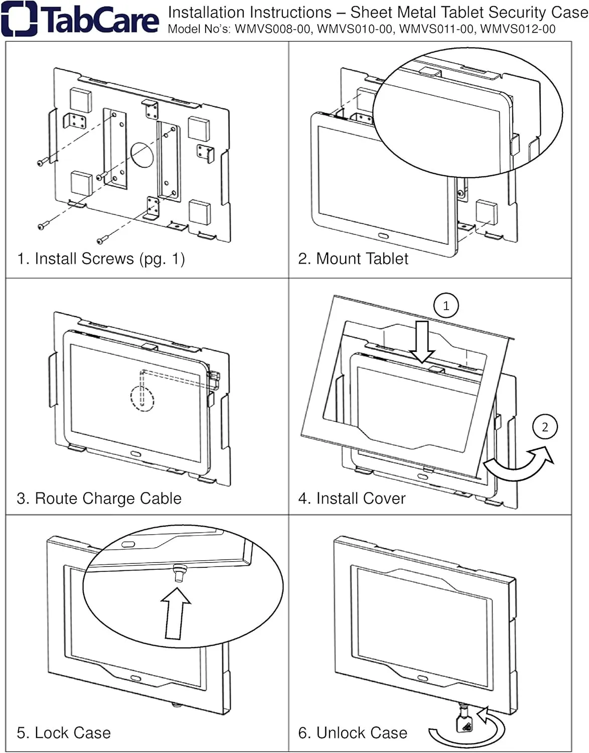 TABcare Locking Security Metal Case for Lenovo 10" Tablet Supports Wall Mount 75/100 mm VESA (Black, Chromebook Duet 2-in-1)