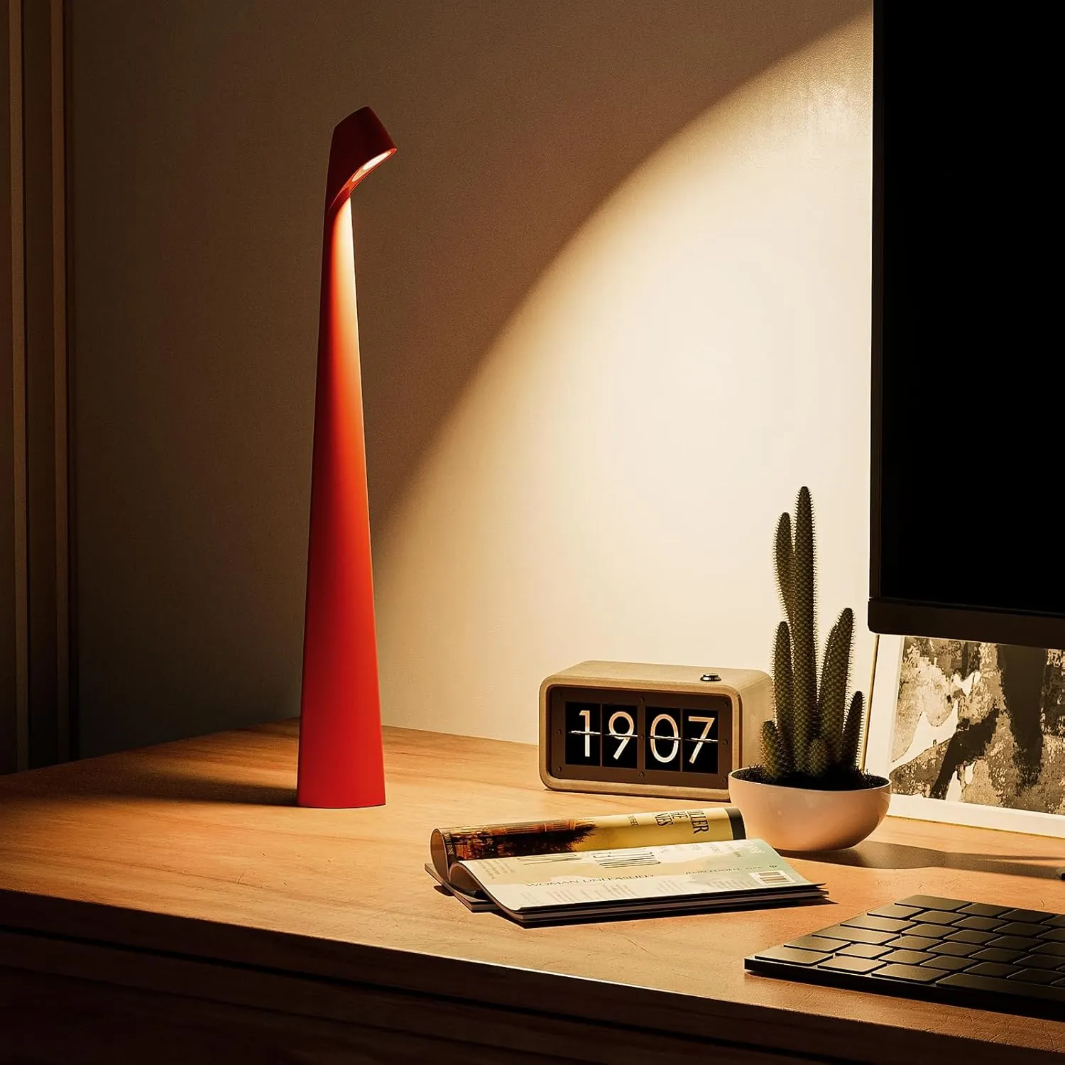 Table Lamps Cordless Rechargeable Battery Light, LED Desk Lamps Outdoor Portable Touch Lamps, Operated Wireless Portable Lamp. (Red)