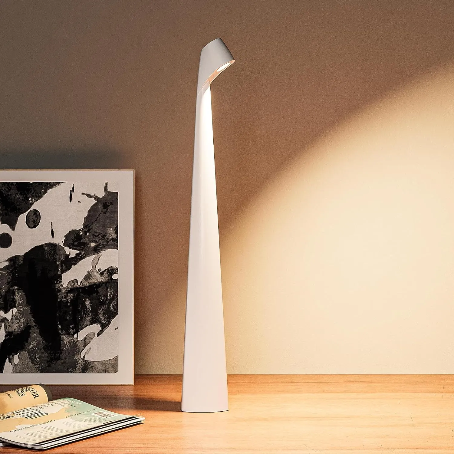 Table Lamps Cordless Rechargeable Battery Light, LED Desk Lamps Outdoor Portable Touch Lamps, Operated Wireless Portable Lamp. (White)