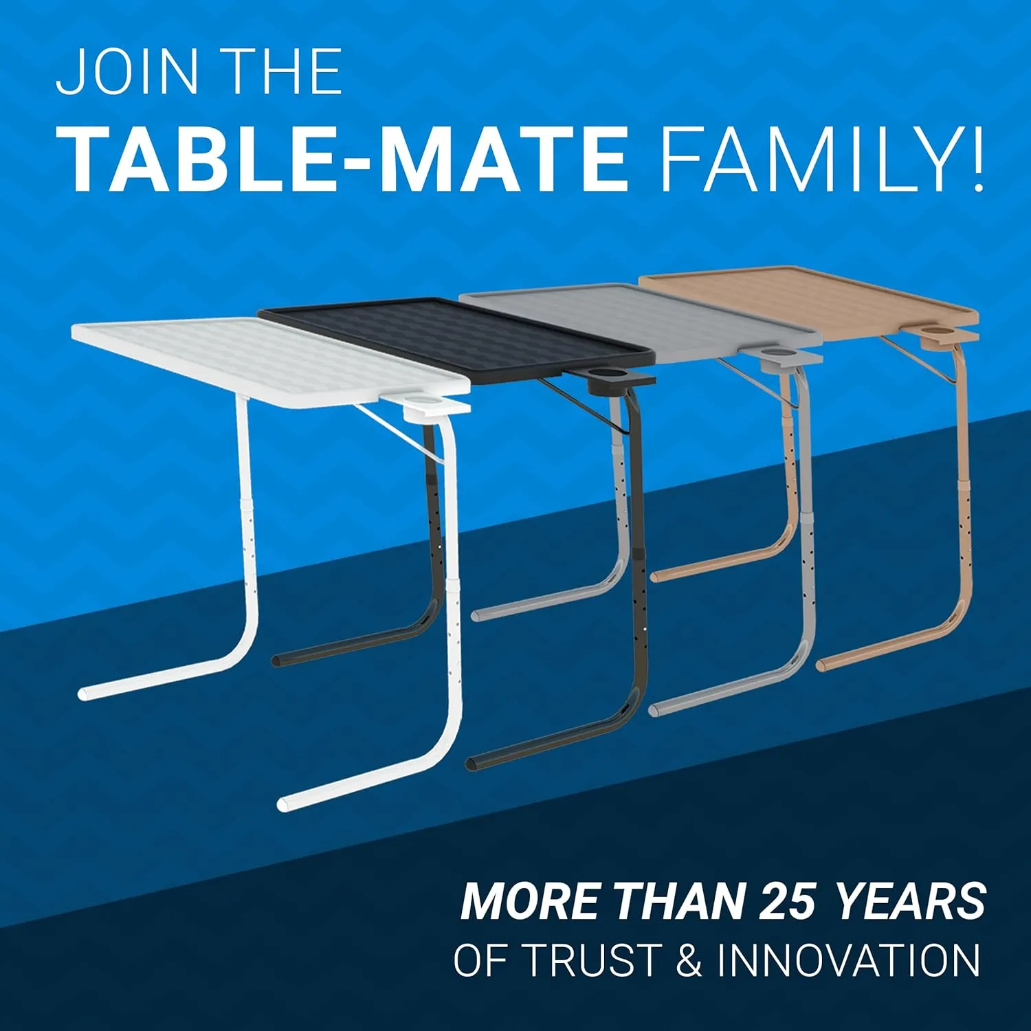Table Mate II TV Tray Table - Folding TV Dinner Table, Couch Table Trays for Eating Snack Food, Stowaway Laptop Stand, Portable Bed Dinner Tray - Adjustable TV Table with 3 Angles, Cup Holder, White