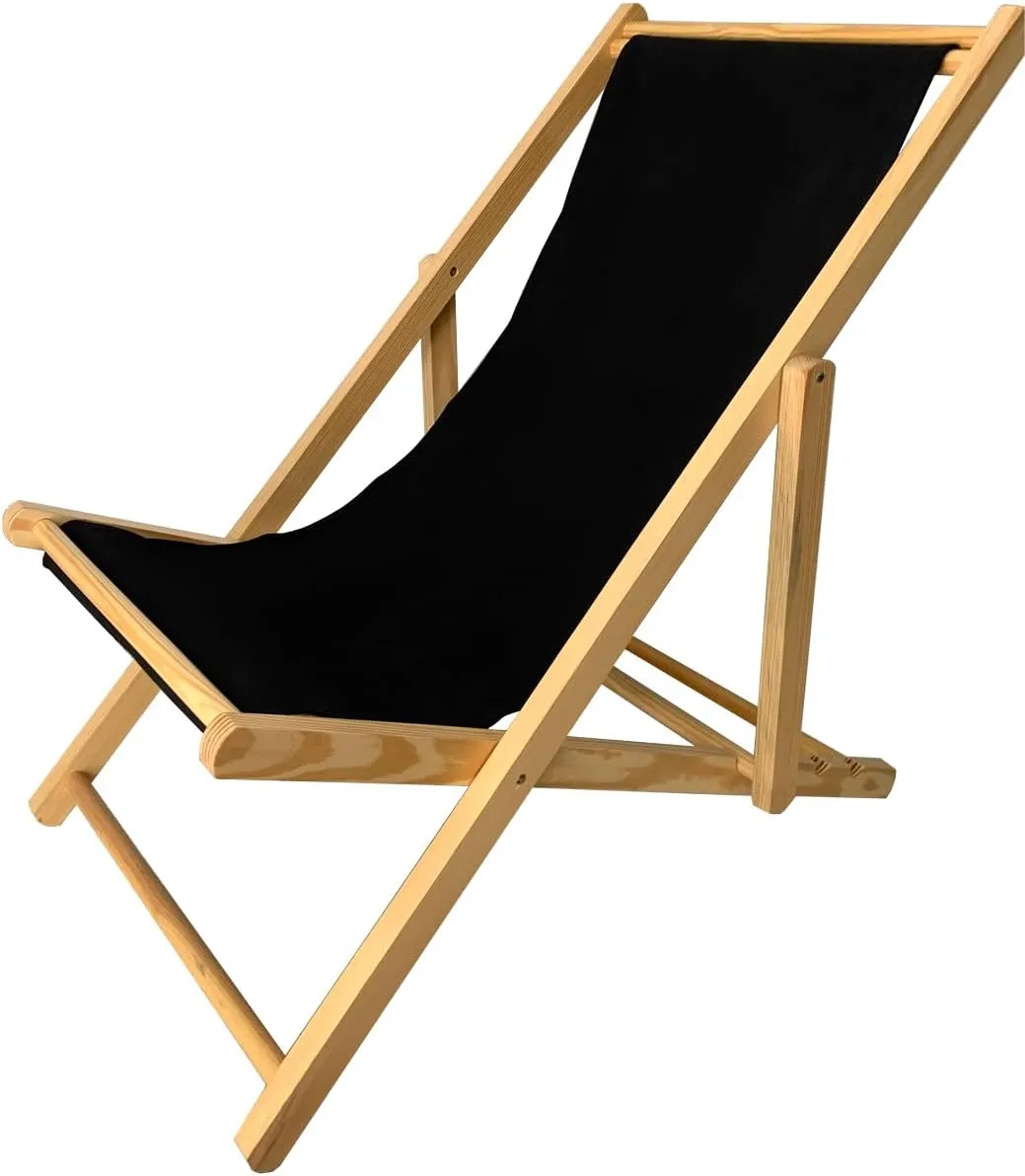 TBACW Replacement Canvas Replacement Cloth for Patio Lounge Chair Beach Sling Chair Reclining Beach Chair-No Wooden Frame-Only Replacement Canvas(Black)