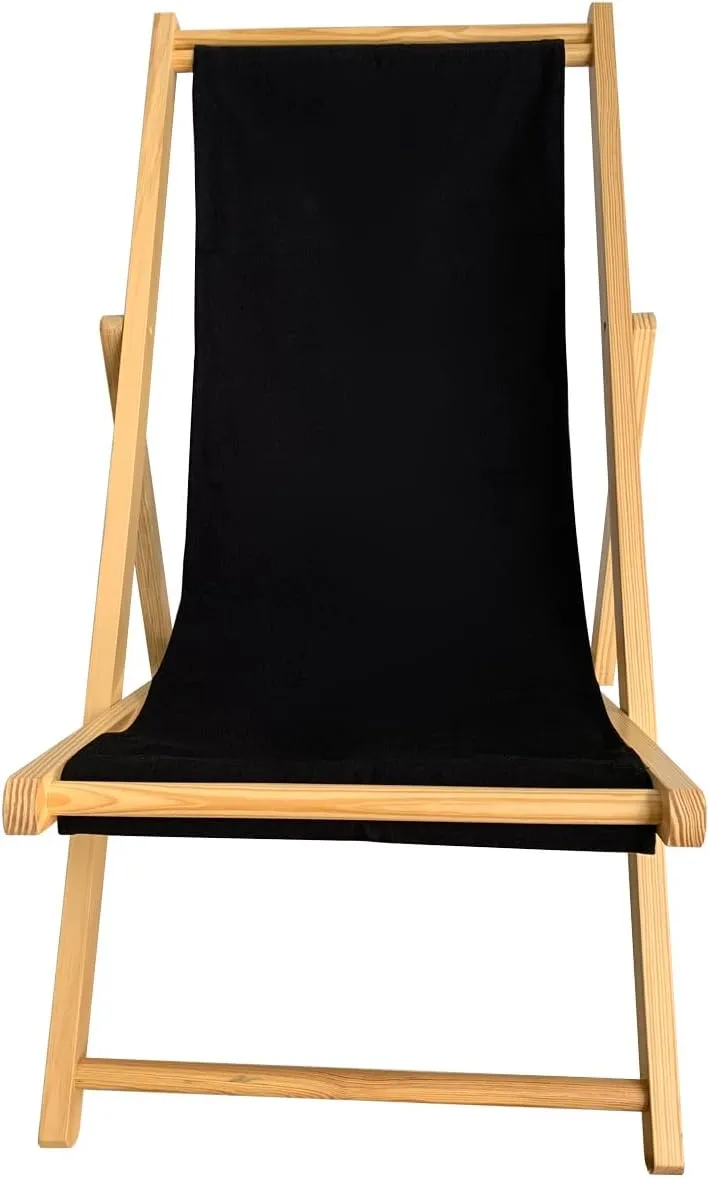 TBACW Replacement Canvas Replacement Cloth for Patio Lounge Chair Beach Sling Chair Reclining Beach Chair-No Wooden Frame-Only Replacement Canvas(Black)