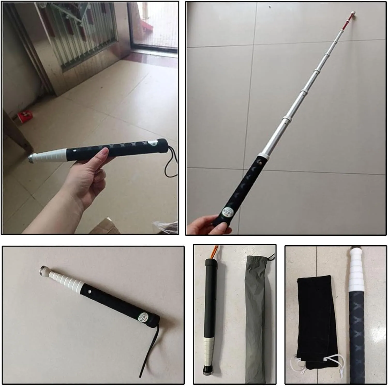Telescopic Blind Cane - Reflective Folding Walking Stick for Vision Impaired and Blind People,Lnclude Nylon Bag   Optional Crutch tip(C,125cm/49.2in)