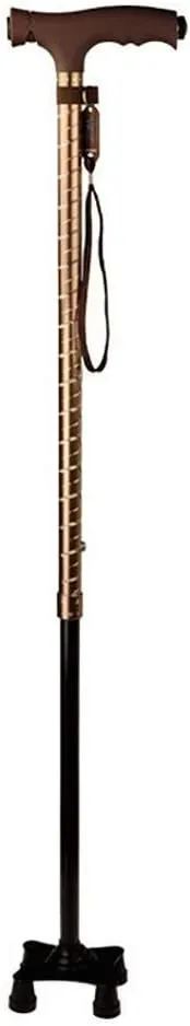Telescopic Quad Cane - Lightweight Walking Stick for Men & Women,Crutches of You (Gold)
