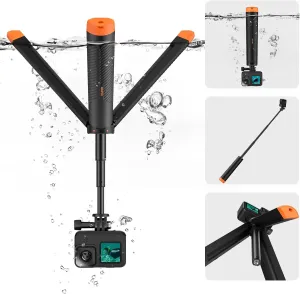 TELESIN 4 in 1 Selfie Stick Floating Hand Grip Tripod Waterproof Extendable Selfie Monopod for GoPro Hero 13, 12, 11, 10, 9, 8, DJI OSMO Action 5 Pro 4 3、Insta360 Ace Pro 2 and Most Action Camera