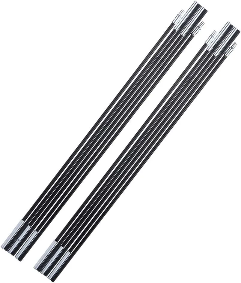 Tent Support Rod, 129.92in Total Length Awning Rod Black Tent Pole Fiberglass for 1-2 Person Campin