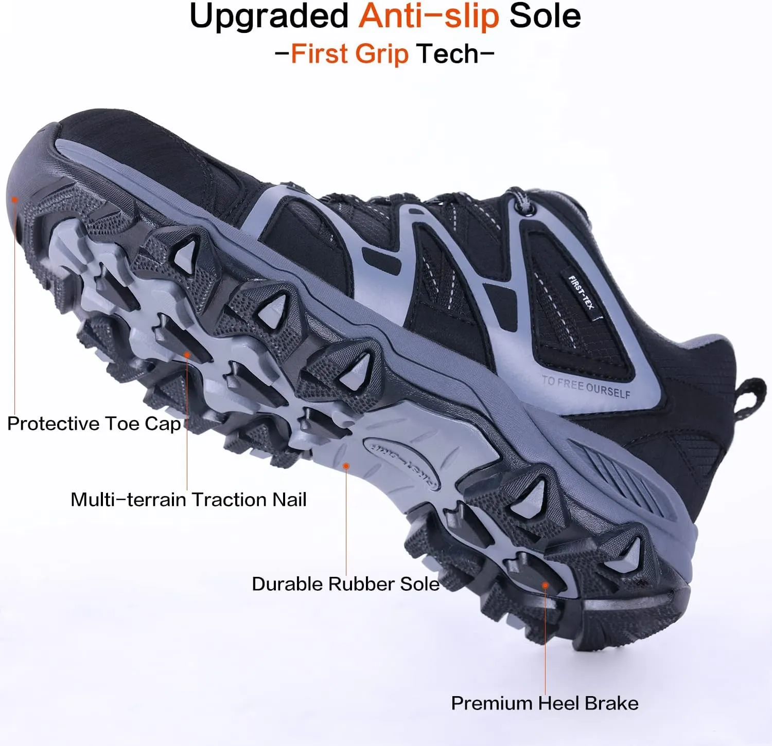 TFO Hiking Shoes Men's Waterproof Air Circulation Insole Ankle Support Non-Slip Lightweight for Outdoor Trekking Walking