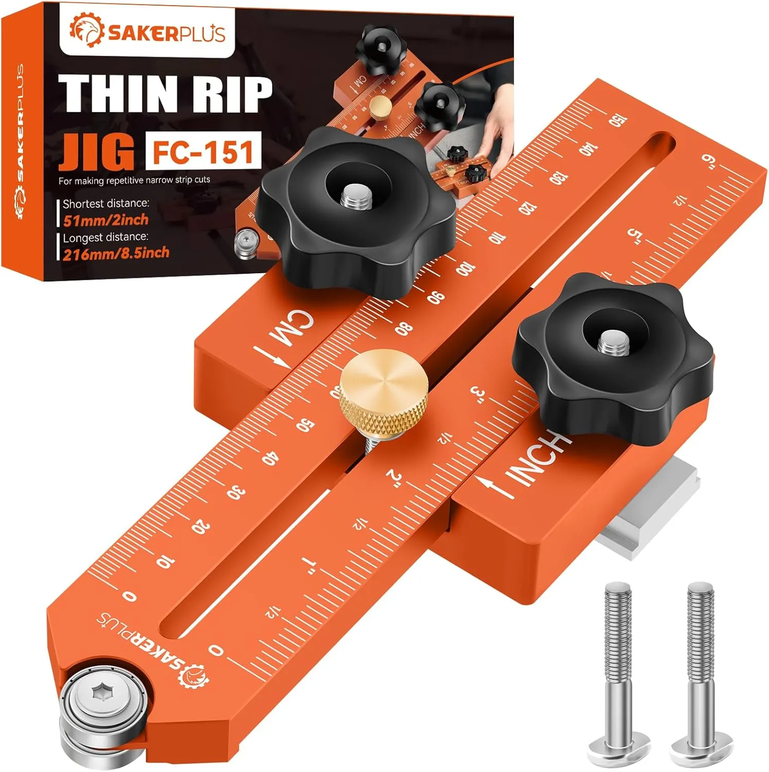Thin Rip Jig Table Saw Jig Guide, Thin Rip Jig for Repetitive Narrow Thin Strip Cutting, Fits for 3/8" x 3/4" T Slot, Woodworking Tool Fast Thin Ripping Guide for Table Saw Band Saw Router