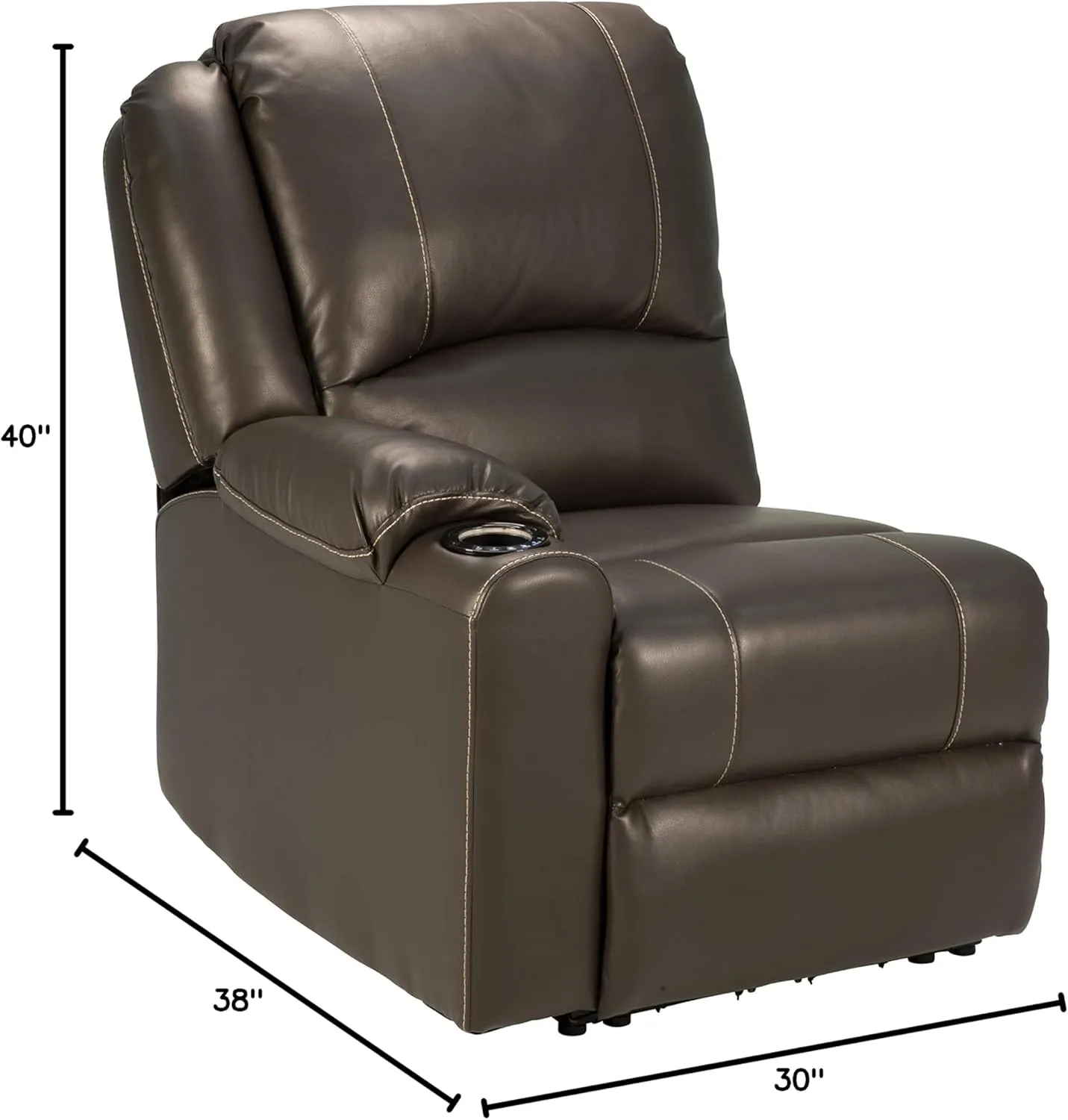 Thomas Payne 759229 Majestic Chocolate 30" x 38" x 40" RV Modular Theater Seating Right Hand Recliner
