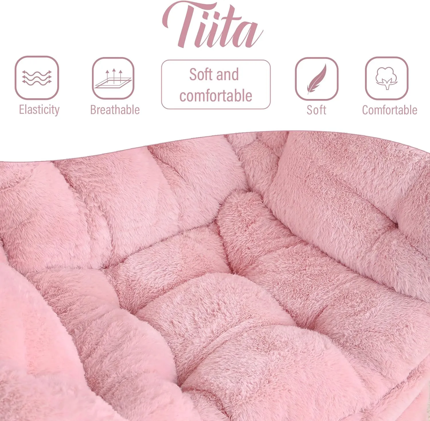 Tiita Lazy Chair with Ottoman, Modern Large Accent Lounge Armchair, Comfy Leisure Sofa Reading Chair with Footrest for Bedroom, Living Room, Dorm Rooms, Garden and Courtyard, Plush Pink