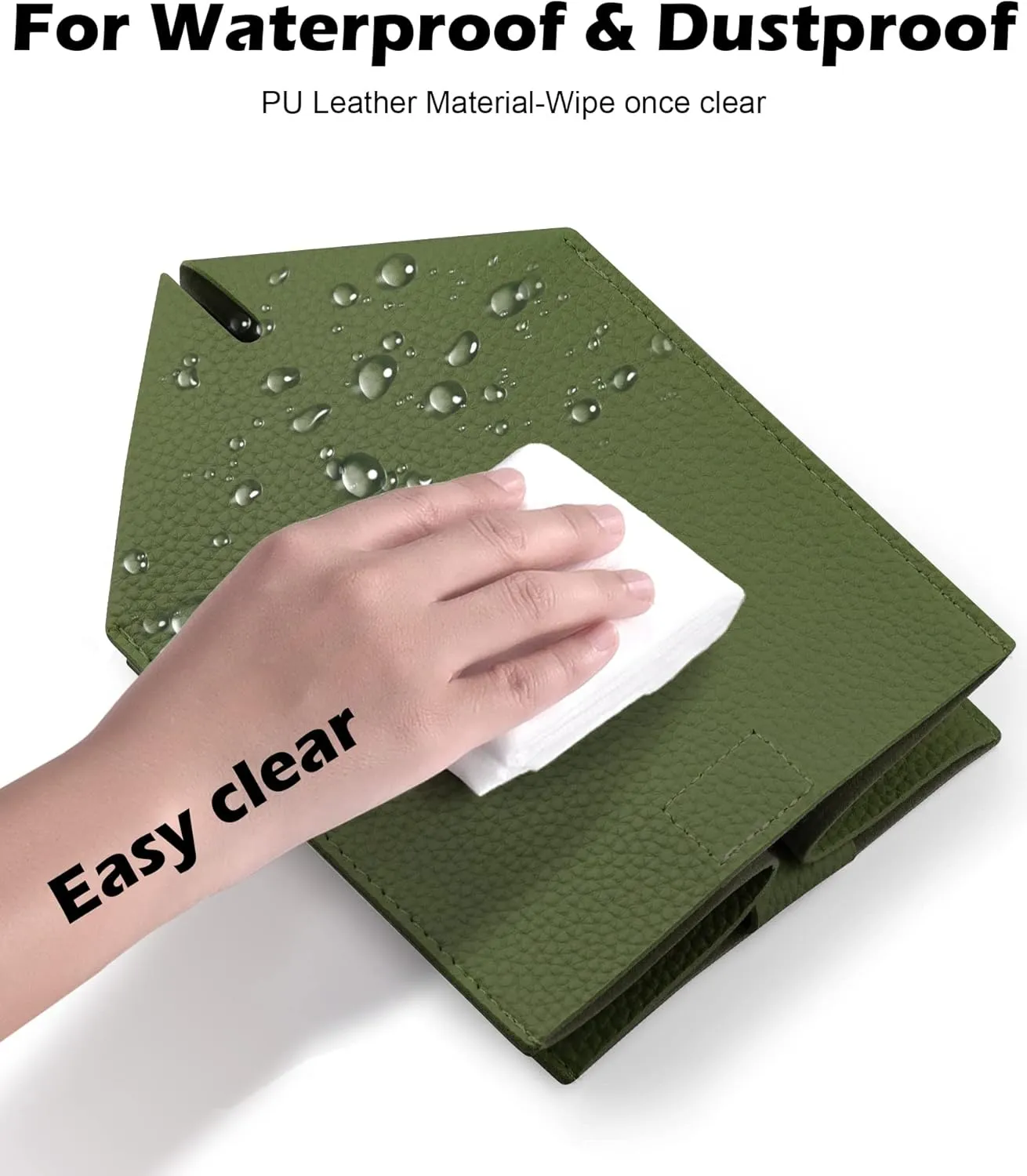 Tissue Box Cover for PU Leather, Modern Simple Solid Color Holder Square Tissue Bag, Ideal for Bathrooms,Office,Car,Nightstand,Outdoor Tent,Dining Table,5"X5"X5", Double Green