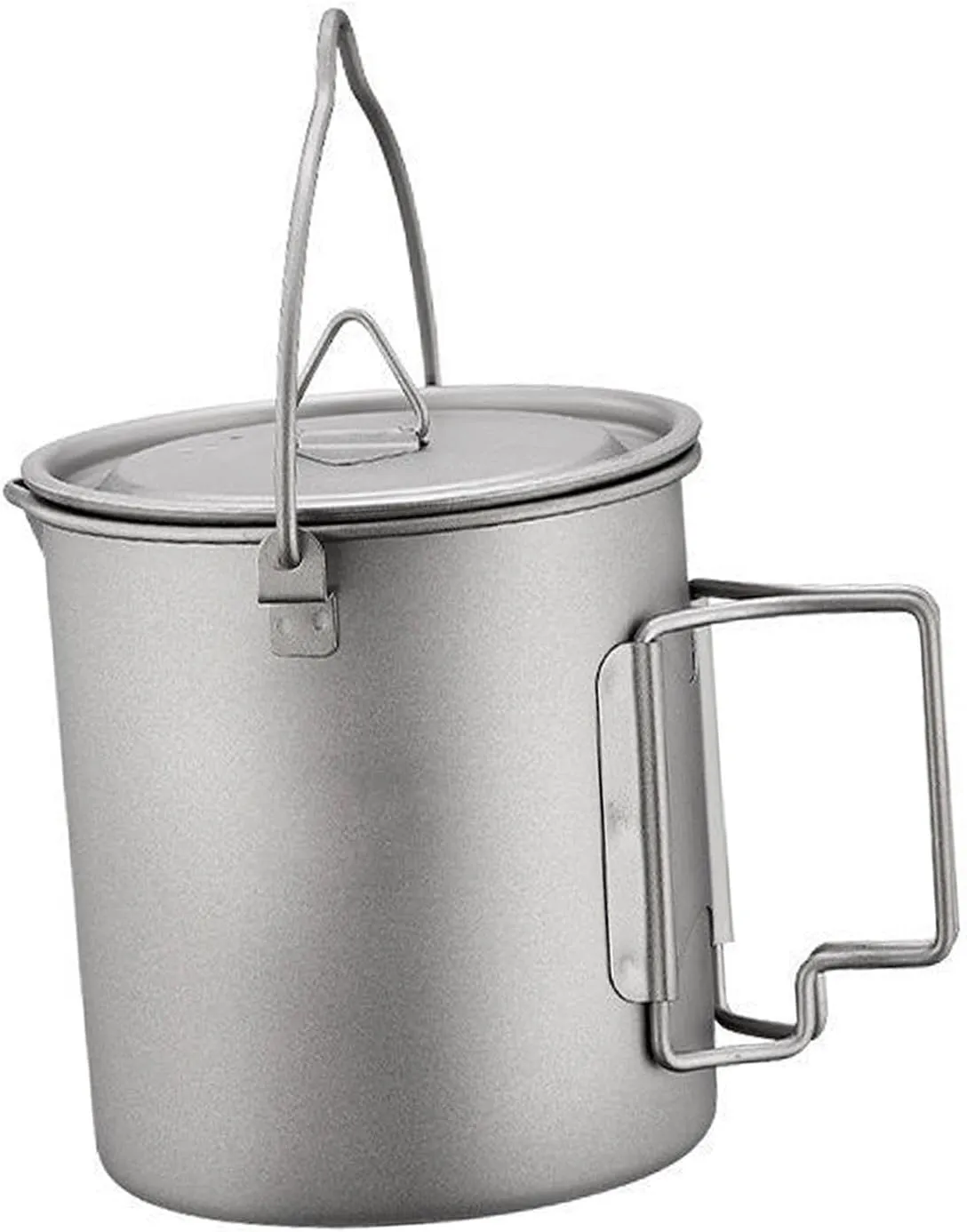 Titanium Pot 750ml Ultralight Round Drink Cups Outdoor Mug Hanging Pot for Backpacking Fishing Home Office Hiking Campsite