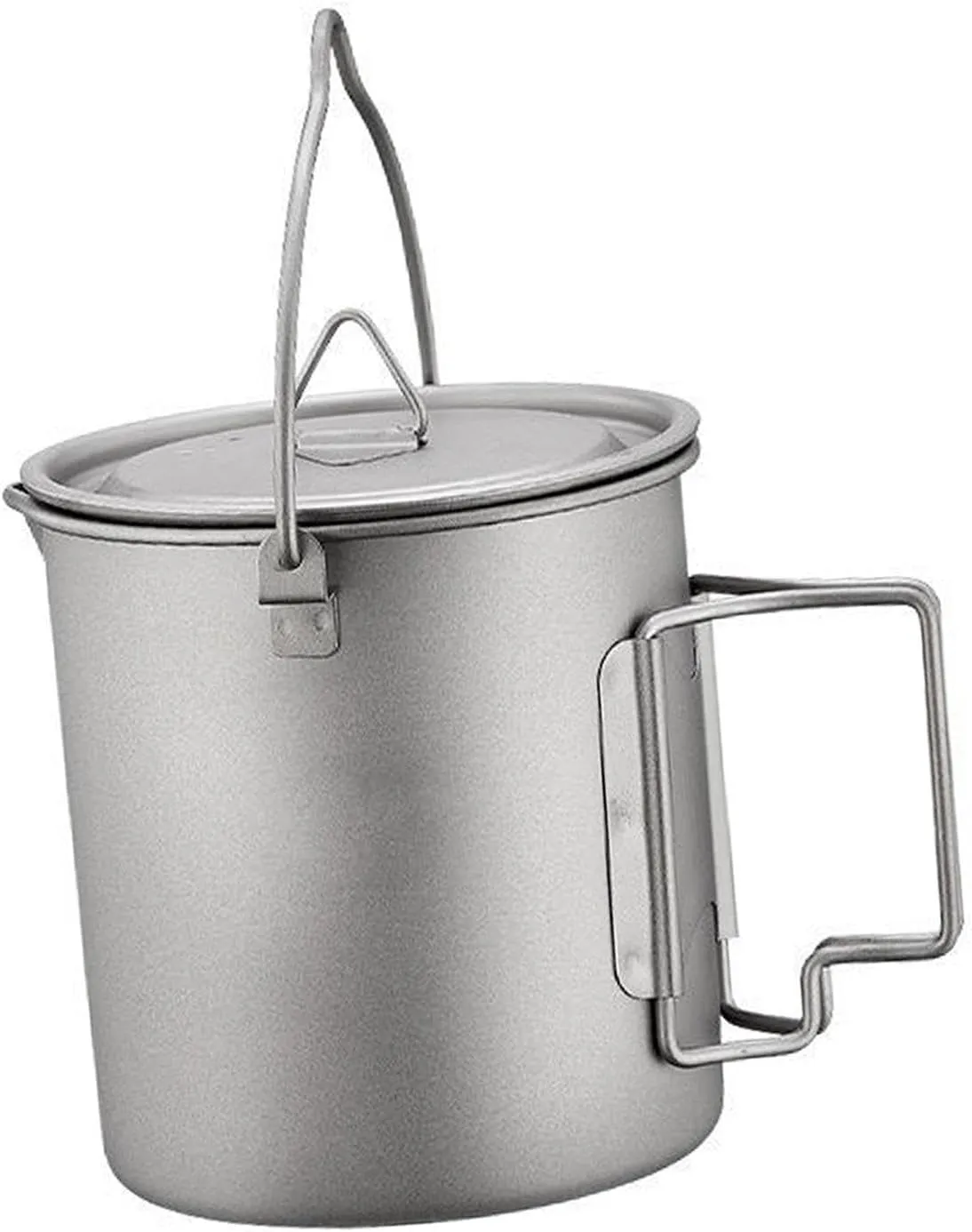 Titanium Pot with Folding Handle Ultralight Portable Round Drink Cups 750ml