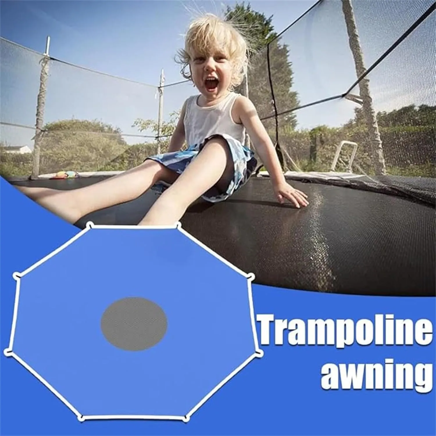 Trampoline Shade Cover, 6ft 10ft 12ft 14ft 16ft, Sun-Protection Trampolines Canopy, Anti-UV Trampolines Sunshade Trampoline Canopy, Easy Installation, Accessories for Outdoor Backyard