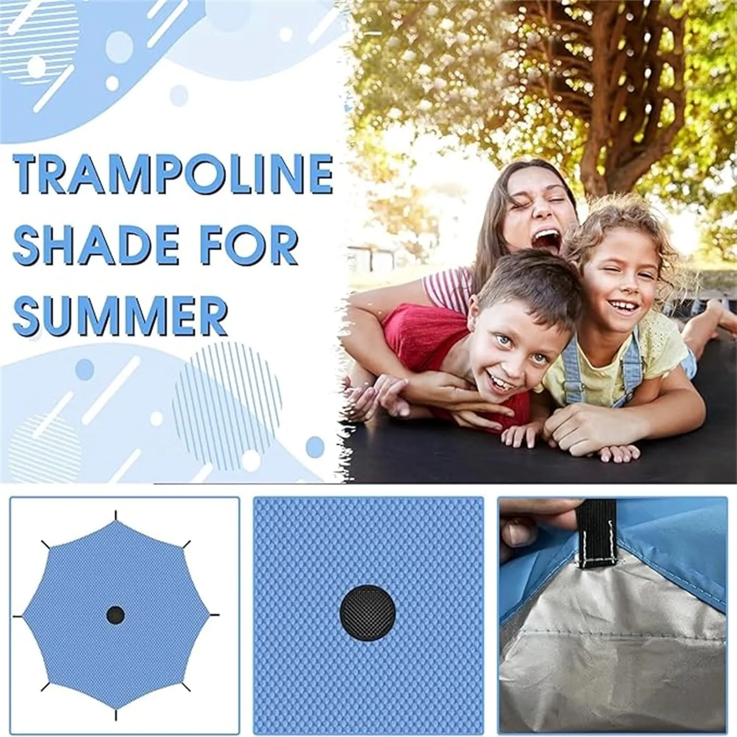 Trampoline Shade Cover, 6ft 10ft 12ft 14ft 16ft, Sun-Protection Trampolines Canopy, Anti-UV Trampolines Sunshade Trampoline Canopy, Easy Installation, Accessories for Outdoor Backyard