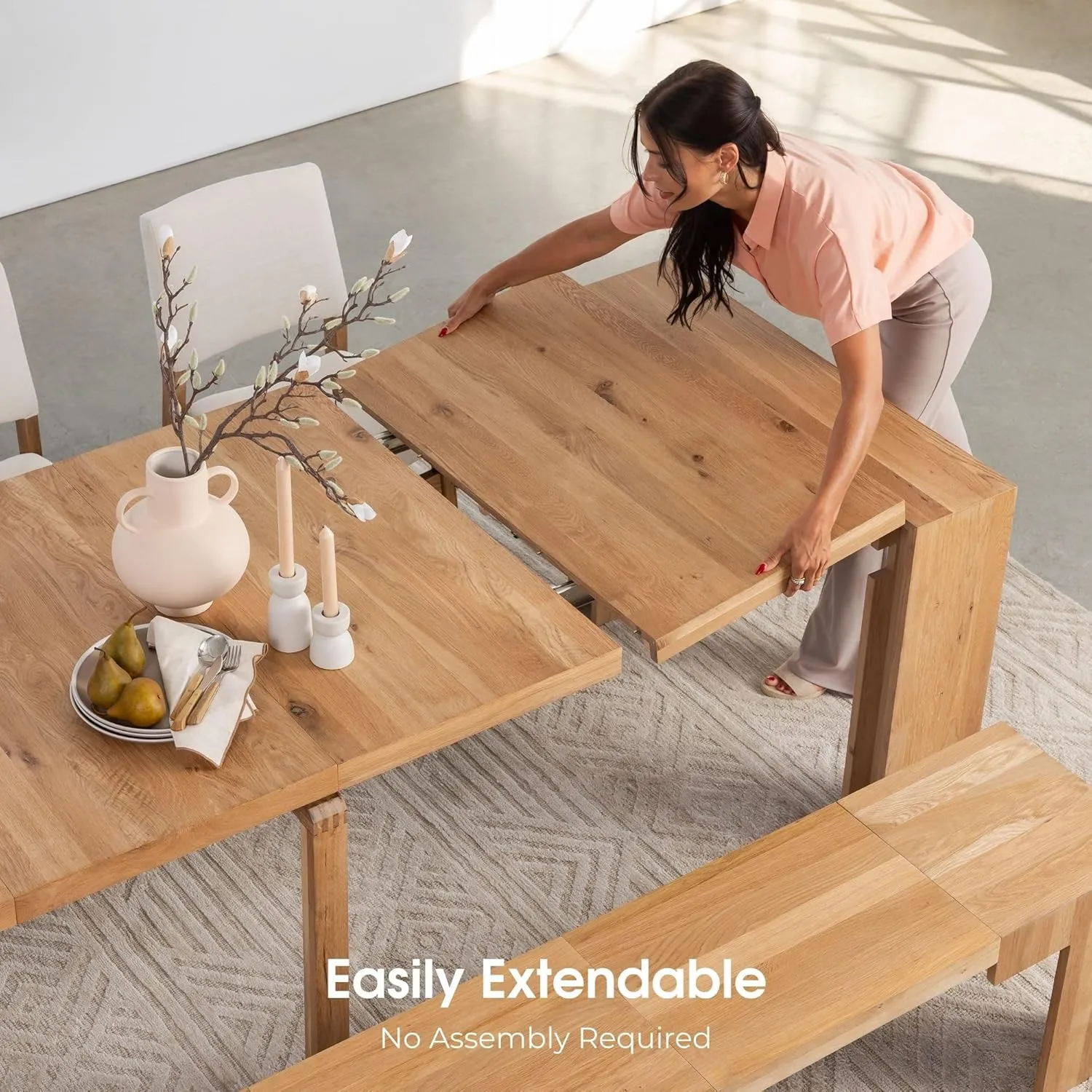 Transformer Table Expandable Dining Table Set for 4 to 12, Living Room Furniture Lift Top Coffee Table with Storage & Extendable Dining Bench, Modern Dining Room Set with Bench & Small Coffee Table