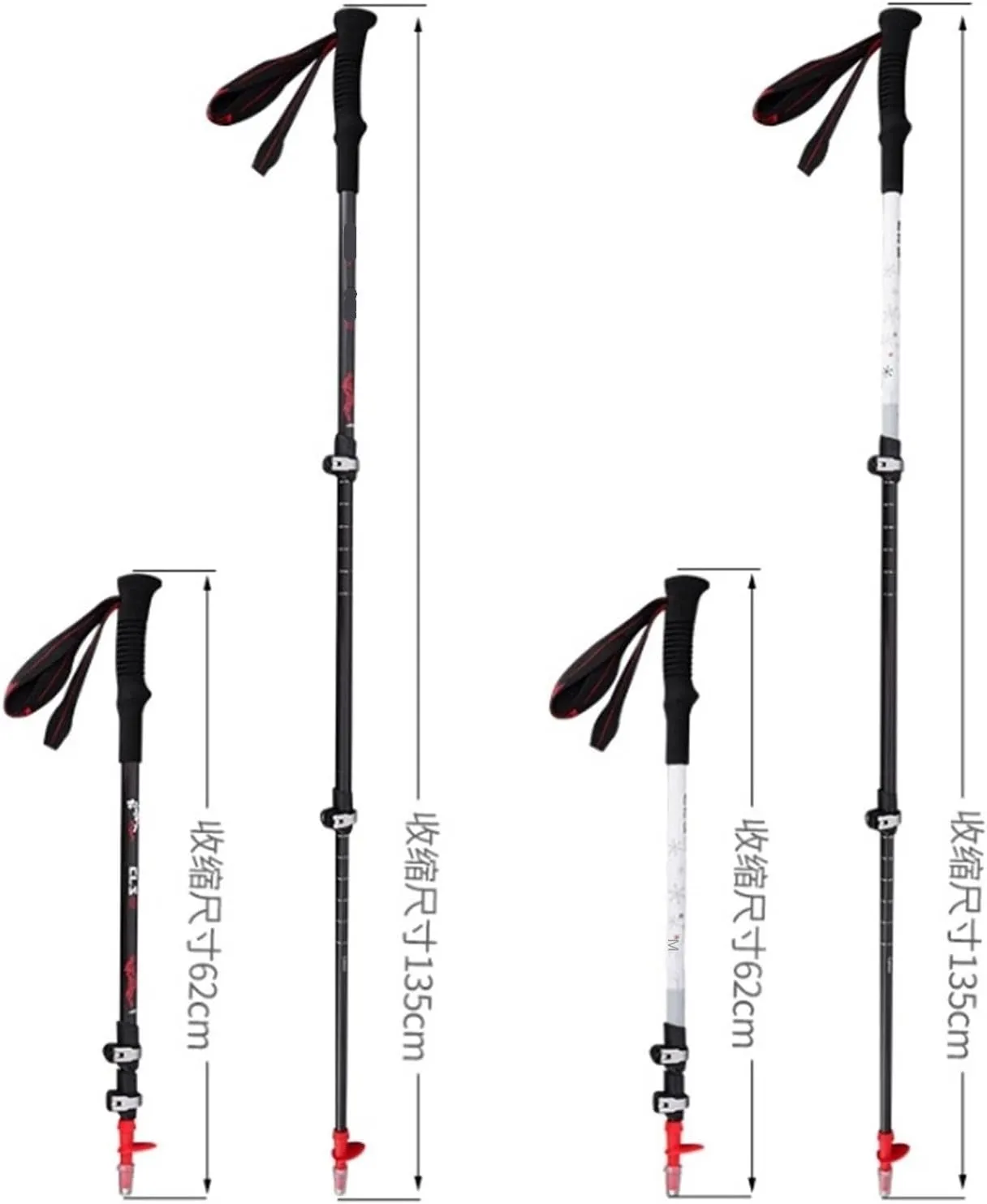 Travel Trekking Pole Carbon Fiber Trekking Poles Telescopic Walking Sticks Ultralight Hiking Poles for Backpack Outdoor Activities(Black)