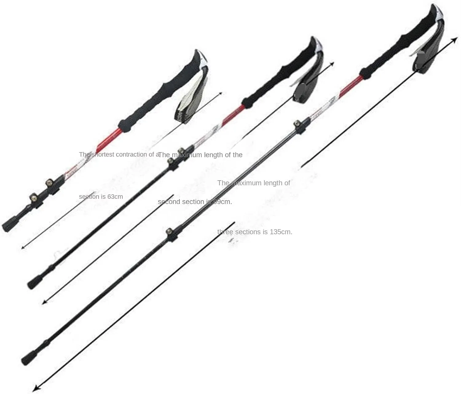 Travel Trekking Pole Ultralight Carbon Fiber Trekking Poles Lightweight Strong for Hiking Camping Mountaining Outdoor Activities(Red)