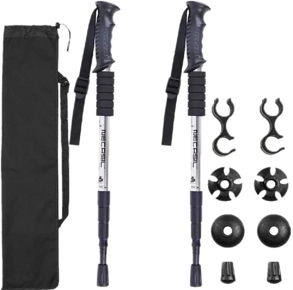 Trekking Poles - 2 Pack with Antishock and Quick Lock System, Telescopic, Collapsible, Ultralight for Hiking, Camping, Mountaining, Backpacking, Walking (D)