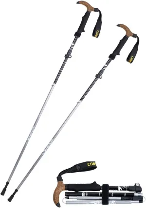 Trekking Poles Collapsible Lightweight High-strength Wear-resistant Aluminum Alloy Anti-shock Mountaineering Equipment Ski Travel By Walking T-handle 2PCS Accessories And Carry Bags ( Color :