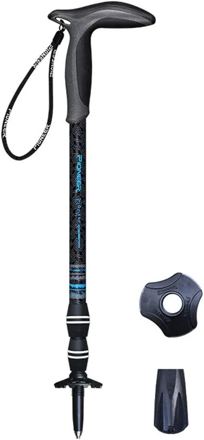 Trekking Poles Telescopic Carbon Fiber Hiking Poles Walking Sticks Lightweight with T Handle and Inner Lock System for Traveling Camping Hiking Mountaineering (Blue)