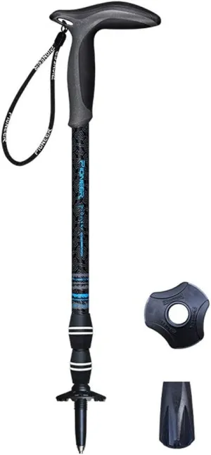 Trekking Poles Telescopic Carbon Fiber Hiking Poles Walking Sticks Lightweight with T Handle and Inner Lock System for Traveling Camping Hiking Mountaineering (Blue)