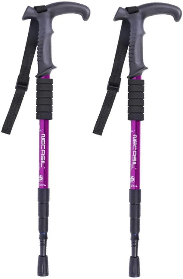 Trekking Poles Ultralight Aluminium Telescopic Hiking Poles Walking Sticks with Inner Lock Antishock for Man and Female in Hiking Camping Walking Trekking (Purple)