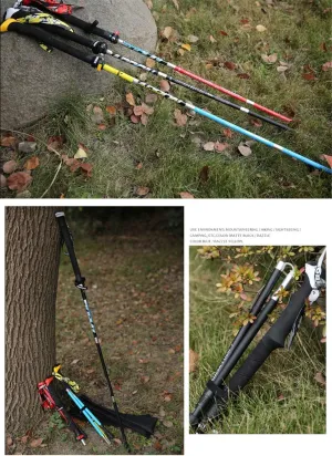 Trekking Poles, Walking Poles Collapsible Trekking Poles Adjustable Ultralight Carbon Fiber Hiking Sticks with Quick Lock and Foam Grip for Camping Mountaining Backpacking Walking
