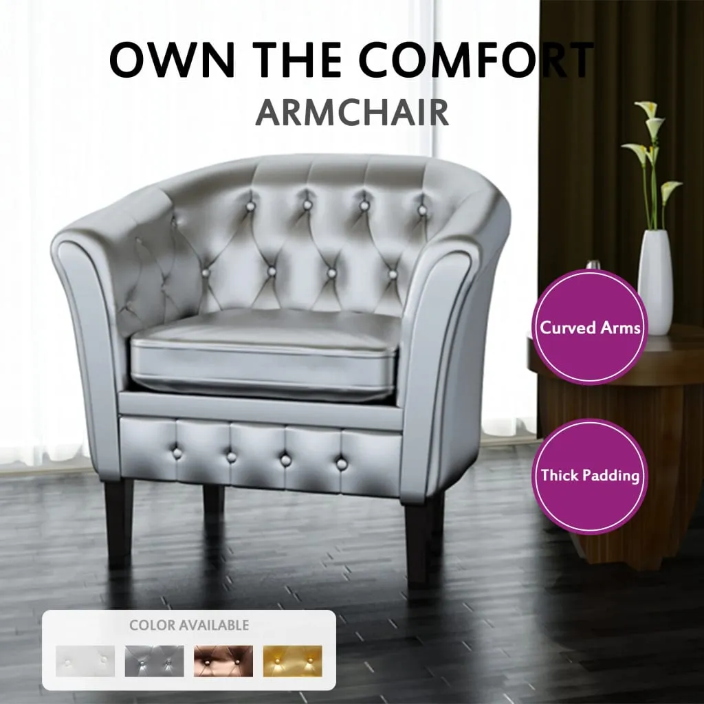 Tub Chair Faux Leather Chesterfield Lounge Club Arm Chair Multi Colors