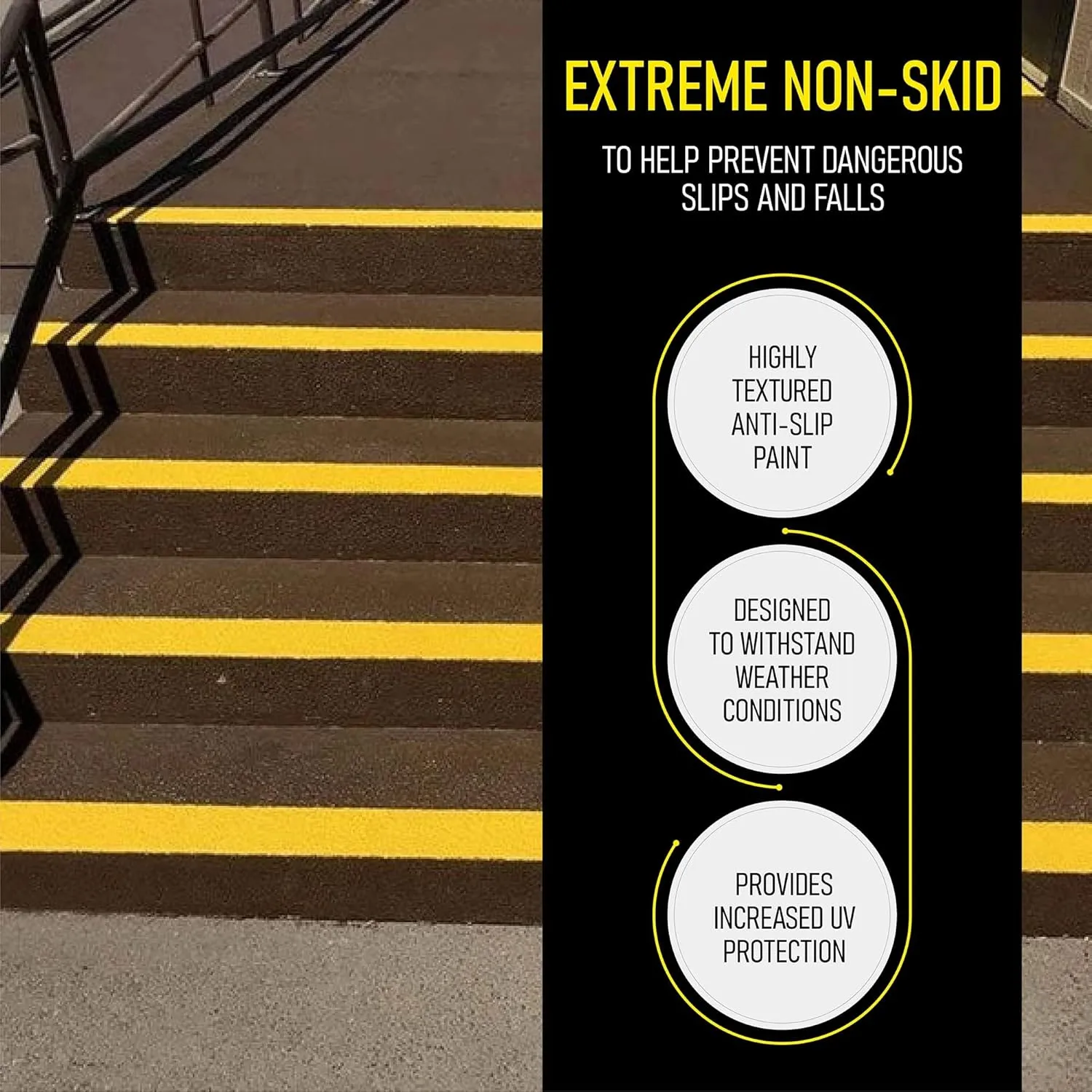 Tuff Grip Extreme Non-Skid Paint for Ramps, Floors, Decks & Stairs – Textured Anti-Slip Grip Coating for Slip Resistant Traction (Safety Red)