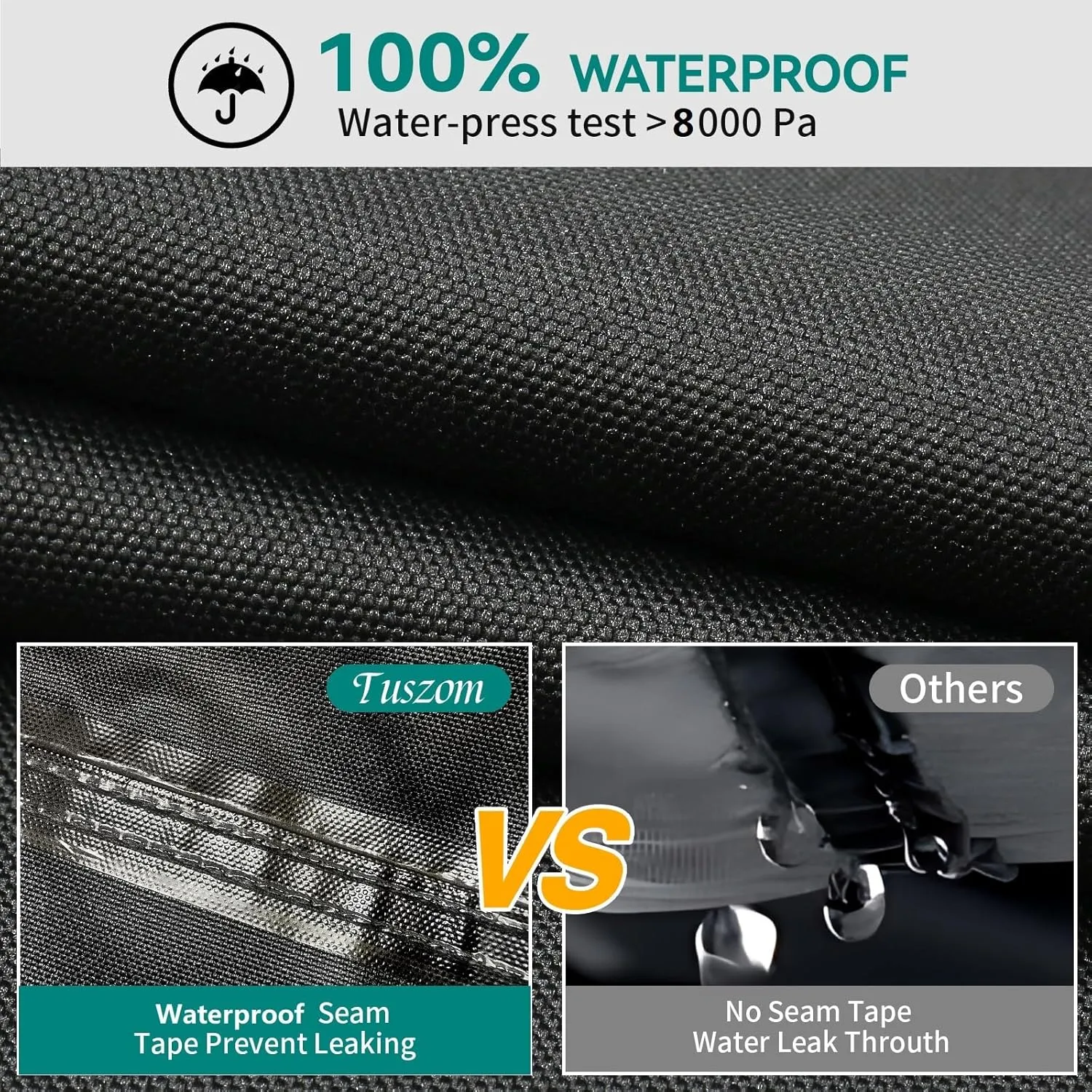 Tuszom 1200D Waterproof Boat Cover Trailerable Marine Grade Polyester Universal Fits V-Hull, Bass, Runabout,Fishing,Ski Boat with Motor Cover,More Straps (Black, 16' - 18.5' L, UP to 94" W)
