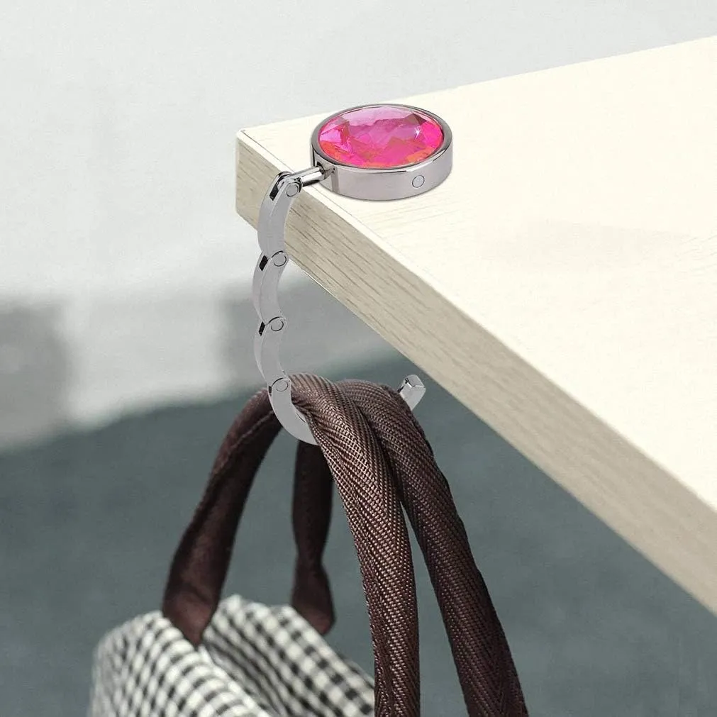 Ulalaza 5Pcs Fashion Purse Foldable Hook Anti-Slip Portable Folding Handbag Table Hangers Holder Bag Storage Decor Gift for Women Girls